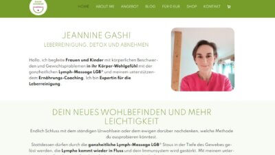 Man sieht die Startseite von Jeannine Gashi - Lymphbalance